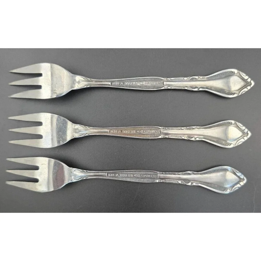 Vintage Korea Rogers Auberge Stainless Steel Forks Set Of 3 Ornate design - Picture 3 of 6